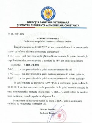 Vezi ce zice Direcţia Sanitar Veterinară Constanţa despre comercializarea ouălor